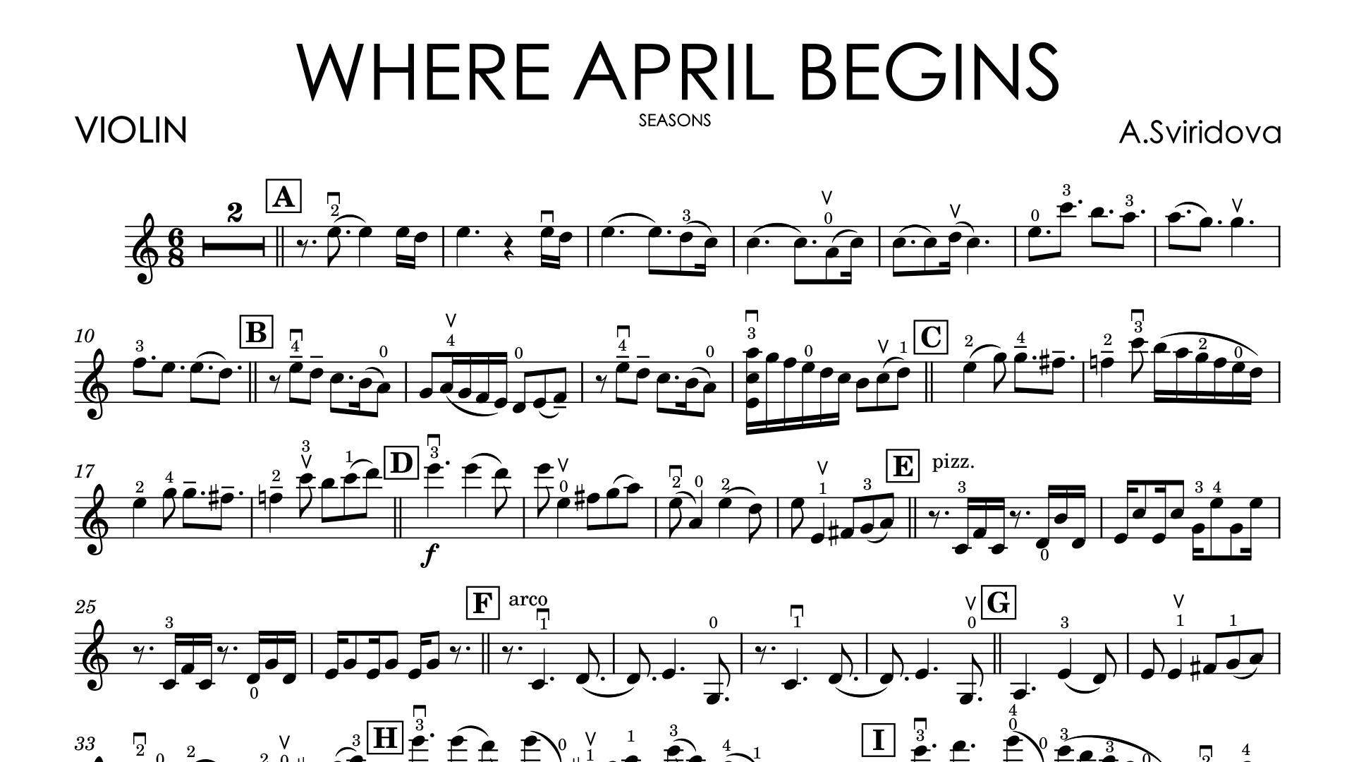 Aleksandra Sviridova – Where April Begins - from 'Seasons' | Original Violin & Piano Sheet Music + Backing Tracks - Image 2